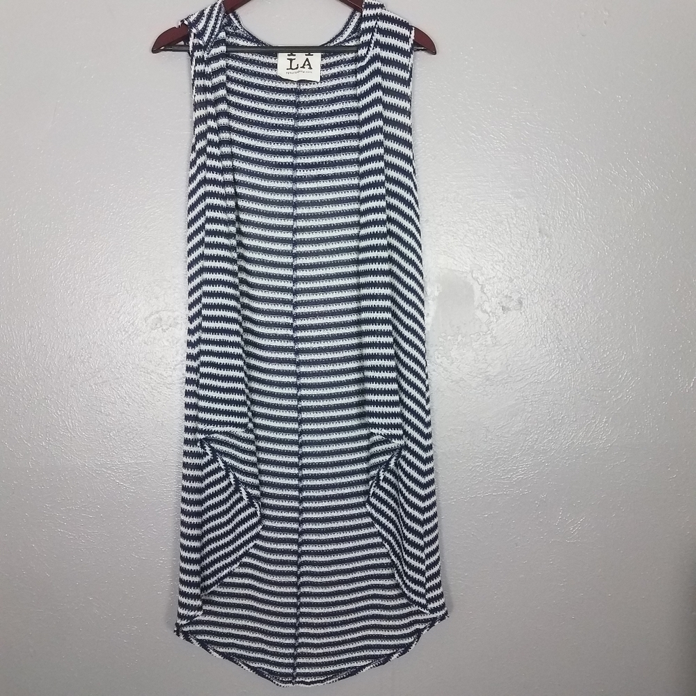 PPLA Blue Striped‎ Duster Cardigan Hoodie
